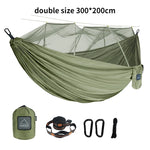 hamac nylon double taille vert olive bleu uni moderne moustiquaire sac rangement ceinture sécurité