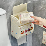 rangement mural moderne porte papier toilette blanc cassé points colorés fixation sans perçage mignon