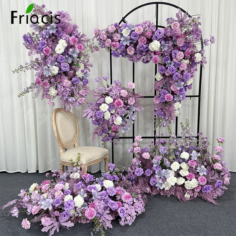 arche décorative mariage fleurs artificielles soie violet blanc vert extérieur intérieur décoration classique
