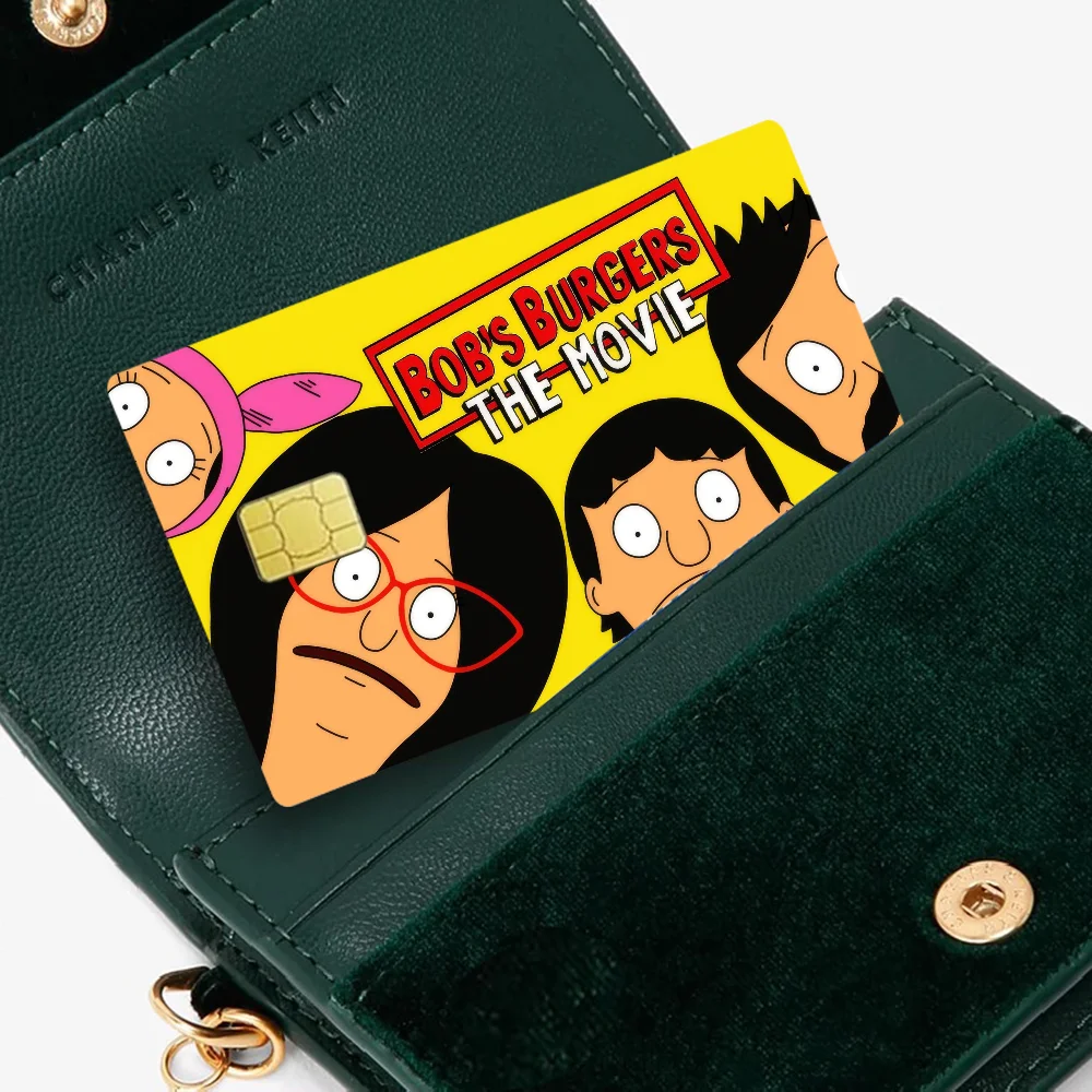 sticker adhésif carte crédit dessin animé bob's burgers the movie waterproof réutilisable bleu jaune