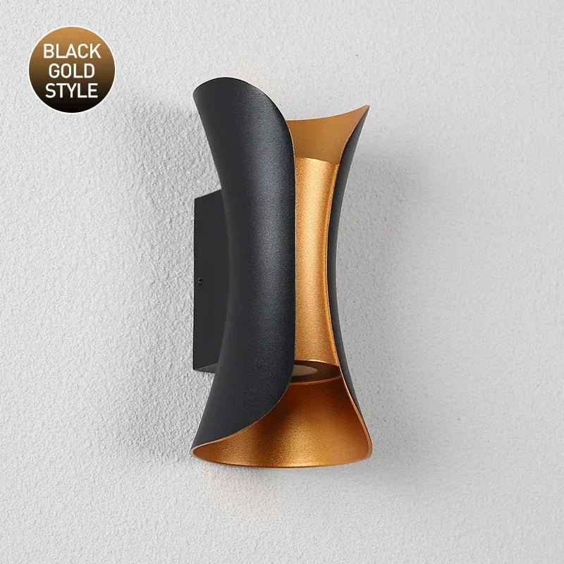 applique murale led aluminium noir or moderne jardin veranda interieur