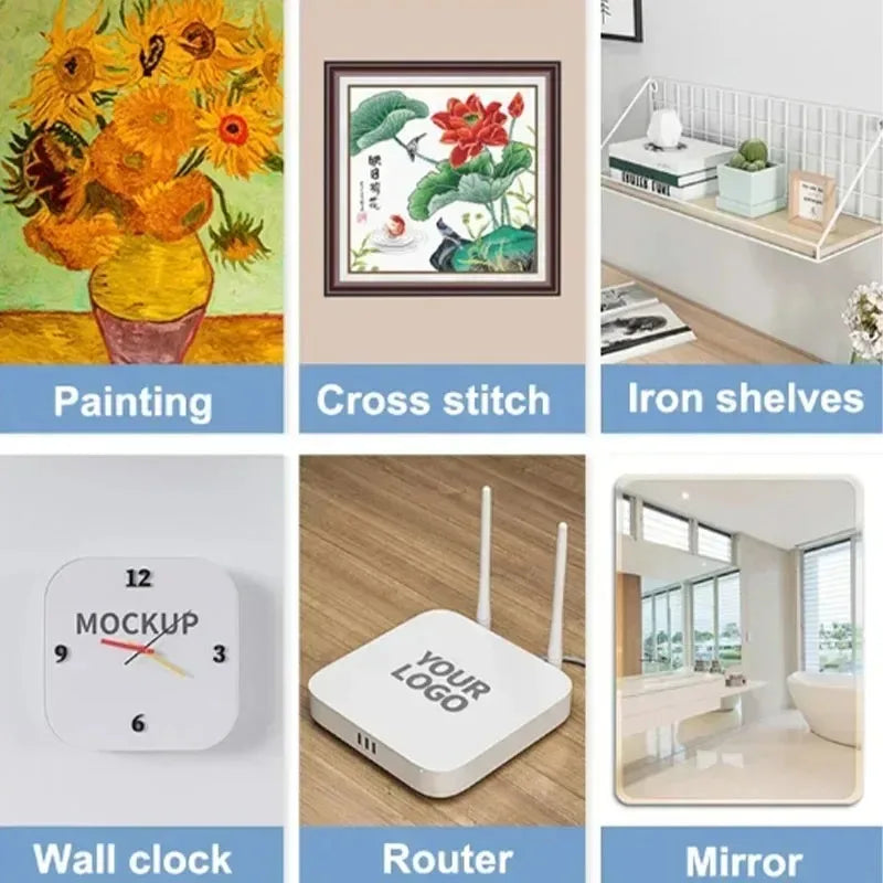 crochets adhésifs transparents modernes supports muraux cadres horloges étagères miroirs facile sans trace discret