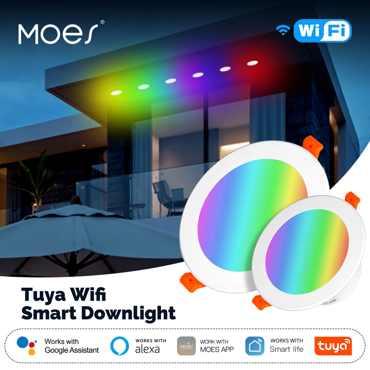 Spot LED intelligent blanc moderne 12W 9W éclairage maison Alexa Google