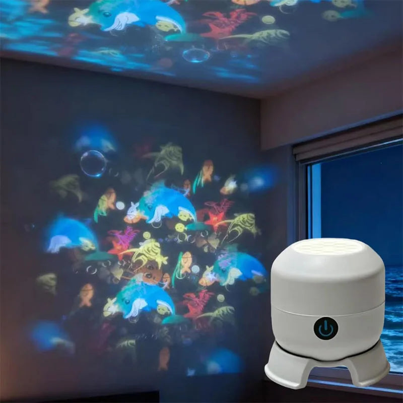 projecteur led ambiance blanc moderne pied antidérapant ajustable usb nocturne dynamique flocons noël océan