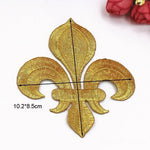 dentelle brodée fleur lys or argent polyester appliques patchs coudre broderie ecussons motifs ornements