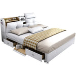 lit moderne blanc simili cuir rangements tiroirs 180cm 200cm