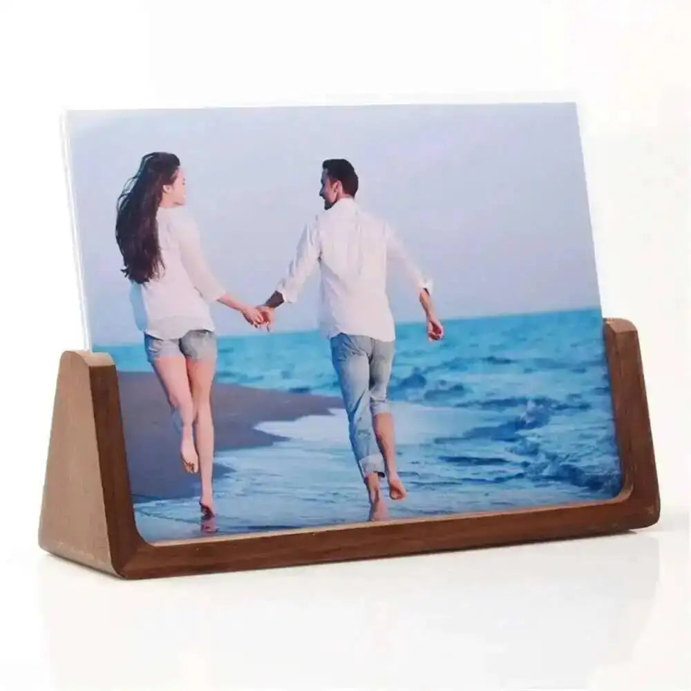 cadre photo bois naturel acrylique transparent moderne minimaliste affichage table haute définition
