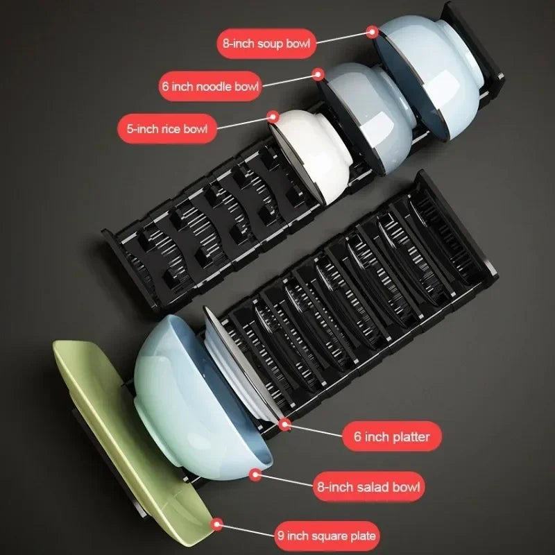 rack vaisselle noir moderne clips taille réglable pp cuisine étagère bols assiettes