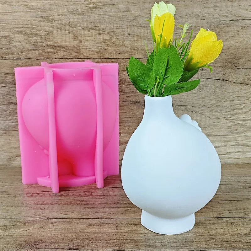 vase tête humaine stylisée moule silicone artifice fleurs jaune vertDecoration maison blanc mat rose