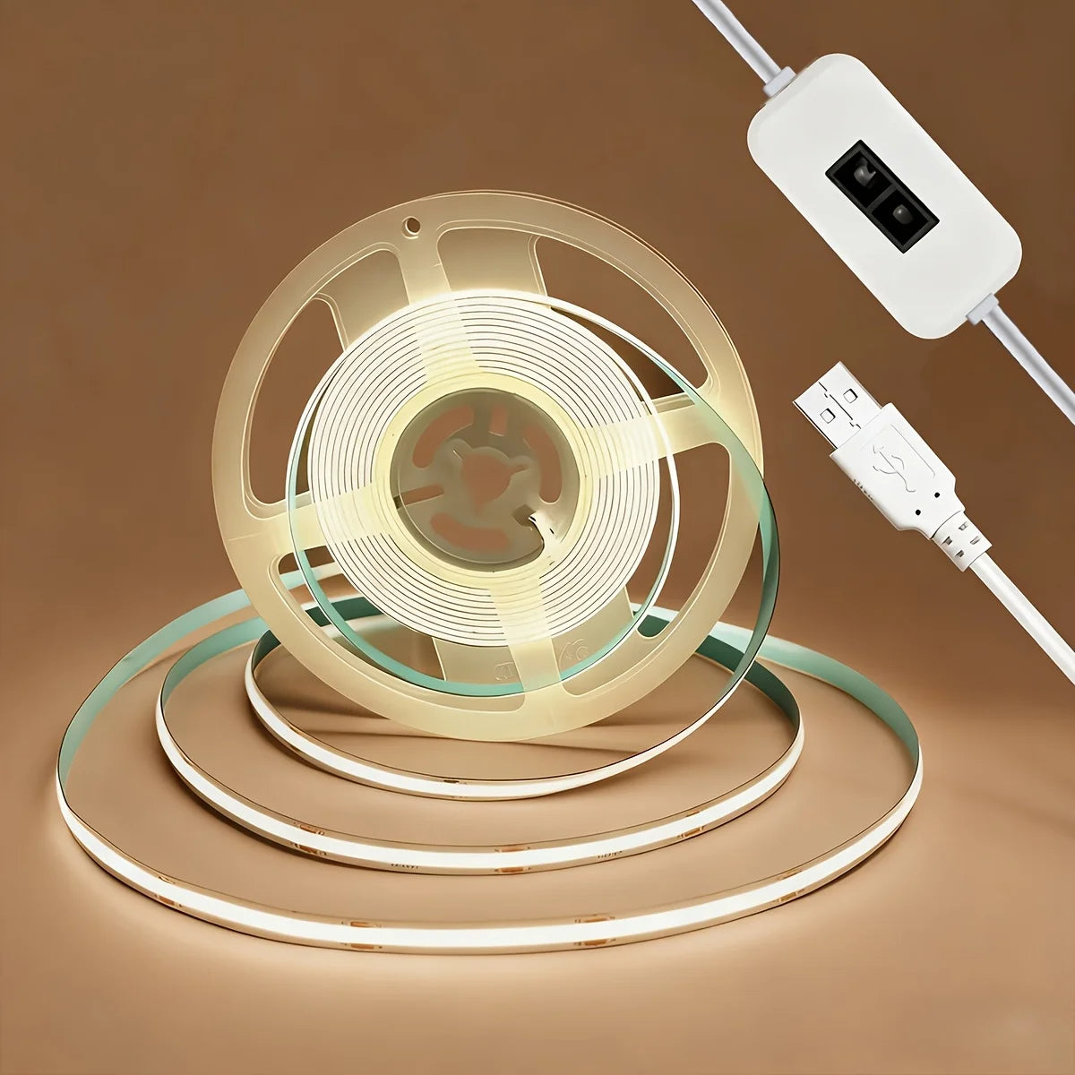ruban led flexible adhésif blanc contrôleur tactile prise usb éclairage chambre moderne minimaliste