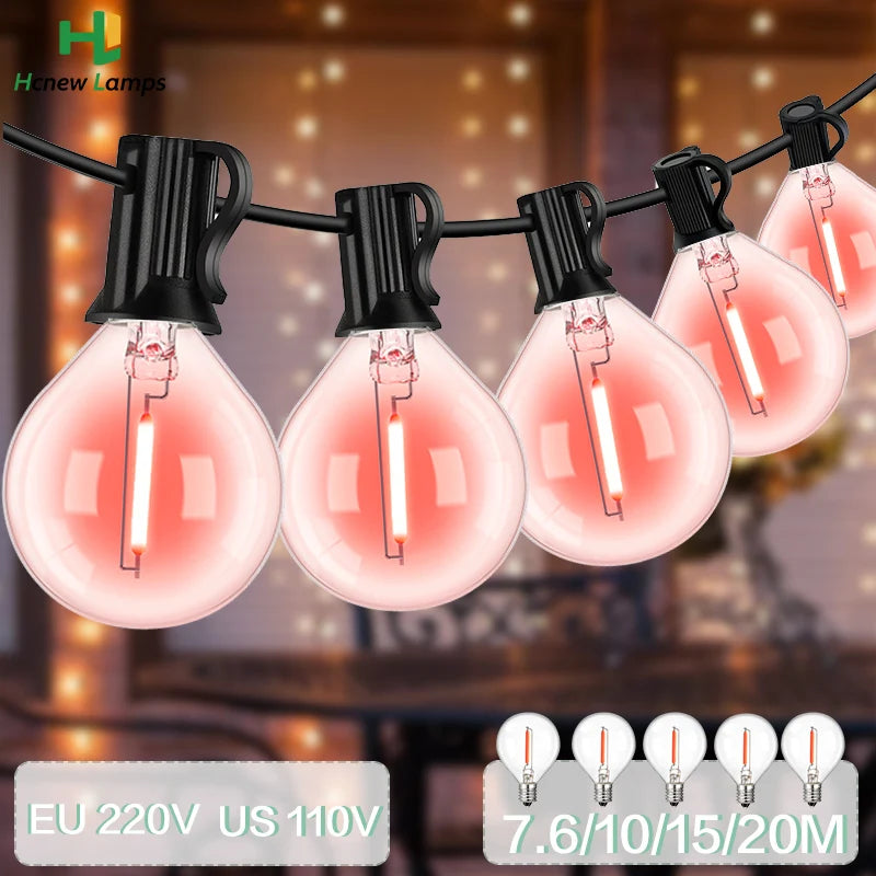 guirlande lumineuse led rouge sphères translucides moderne 10m 15m 20m