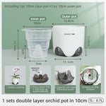 pots orchidées double couche plastique moderne blanc perforations circulations air phalaenopsis anthurium cymbidium dendrobiums