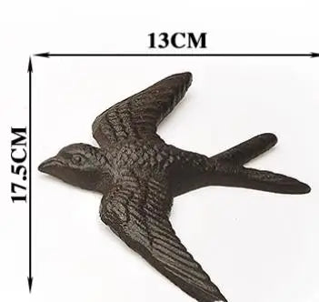 décoration murale oiseau hirondelle métal noir moderne réalisteextérieur cour jardin suspensible éoliennesortie
