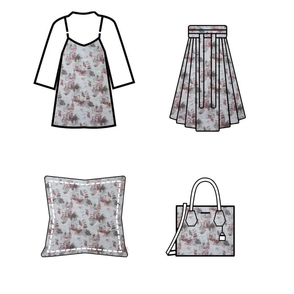 tissu imprimé floral vert gris rose blanc résistant intempéries polyester robe jupe coussin sac