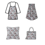 tissu imprimé floral vert gris rose blanc résistant intempéries polyester robe jupe coussin sac