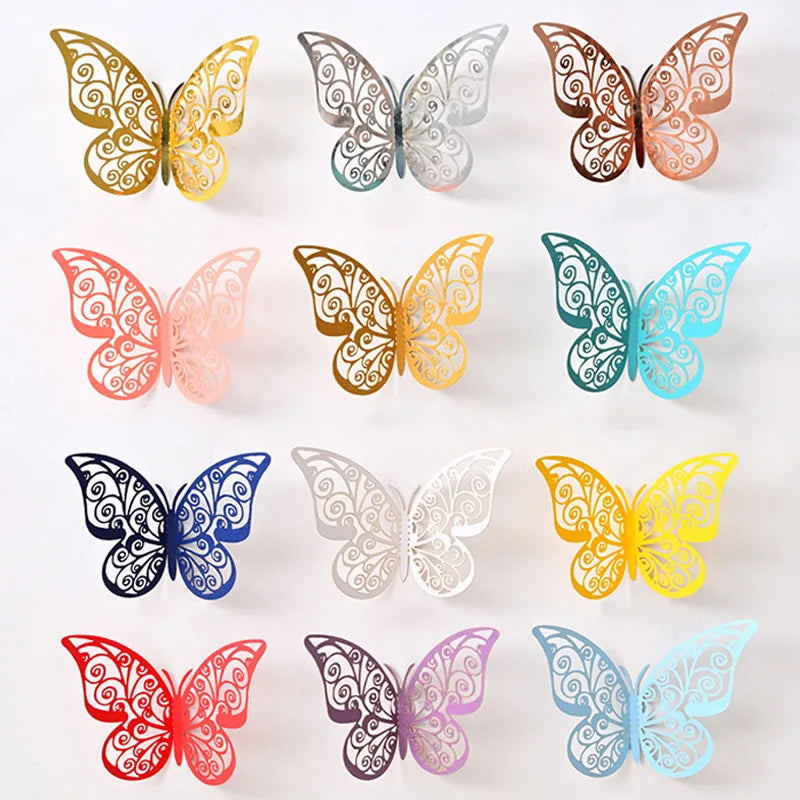 décoration gâteau papillons ornements floraux adhésifs or argent bleu rouge rose vàng trắng