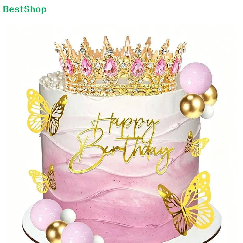 couronne strass or rose blanc vert élégante baroque décoration anniversaire nouvel an festive