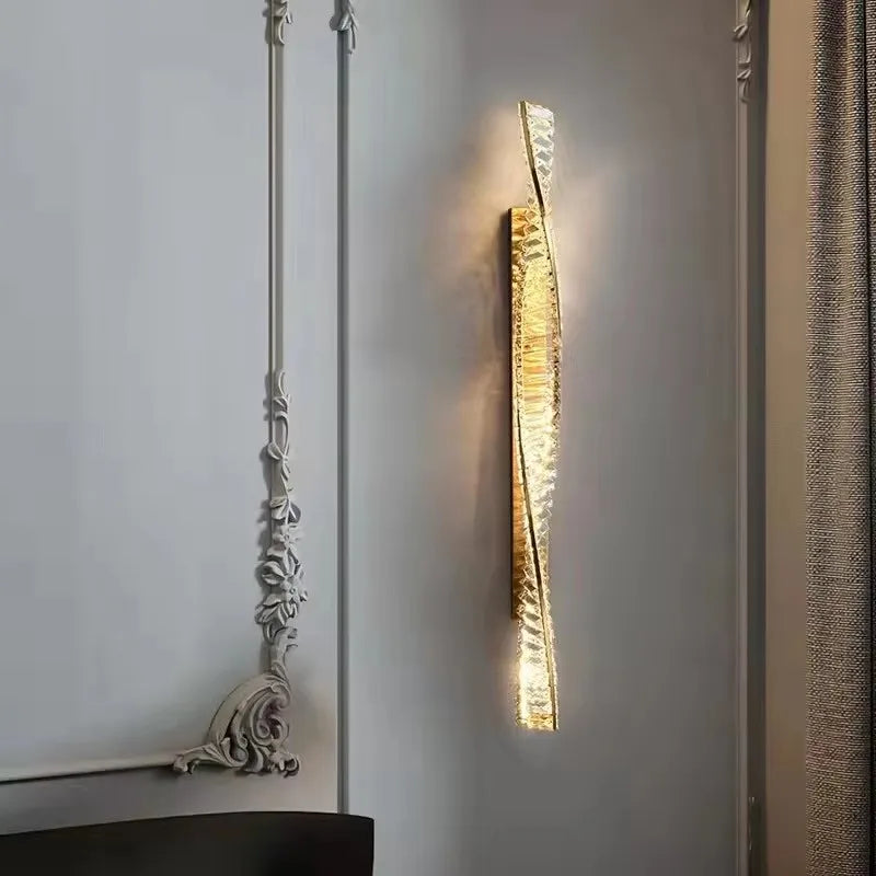 lampe murale moderne or blanc cassé cristal translucide dimmable luxueux