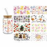 tasse verre couvercle bois ballons animaux fleurs halloween goess spooky transparent unique
