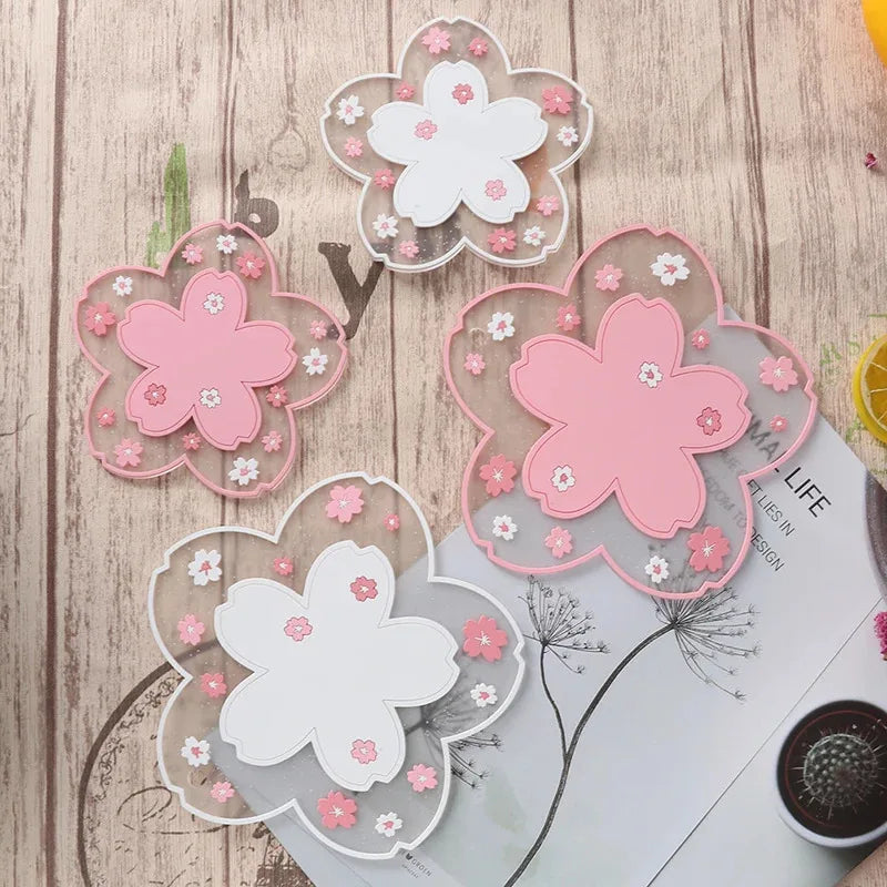 coasters silicone anti dérapants fleurs relief floral moderne sets table japonais