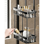 étagère salle bain noire métal moderne crochets tablettes rangement douche