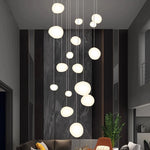 suspension lumineuse moderne acrylique blanc 18 têtes 249 flux lumineux led rc dimmable