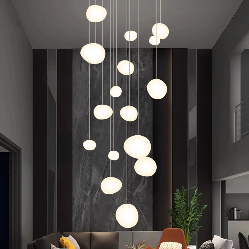 suspension lumineuse moderne acrylique blanc 18 têtes 249 flux lumineux led rc dimmable