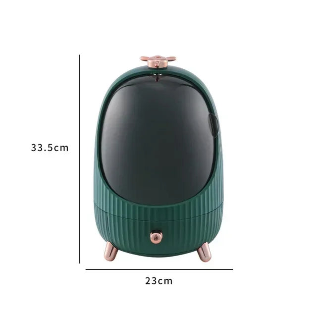 boîte rangement cosmétique transparente moderne verre vert blanc produits cosmétiques grande capacité poignée pivotante