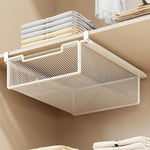 panier rangement blanc maille moderne clips tissu plié facile chambre dressing garde robe