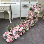 guirlande florale moderne rose blanche rouge violet bleu feuilles vertes décoration mariage anniversaireintérieur