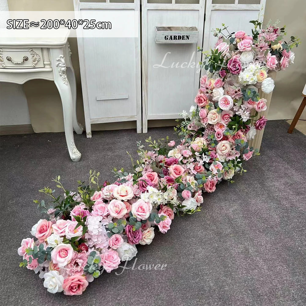 guirlande florale moderne rose blanche rouge violet bleu feuilles vertes décoration mariage anniversaireintérieur