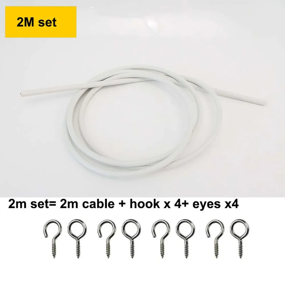 rideau polonais moderne 2m 3m 4m 5m blanc anneaux crochets tiges câble enroulé