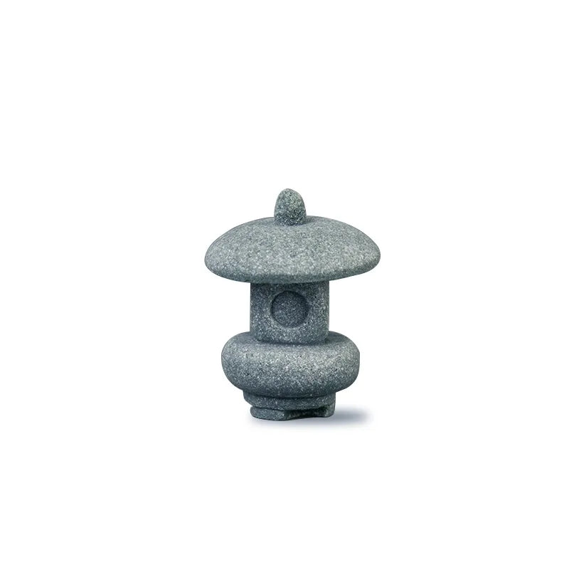 décoration table zen pierre miniature lanterne japonaise arbre branches mousse rocher gris vert traditionnelle
