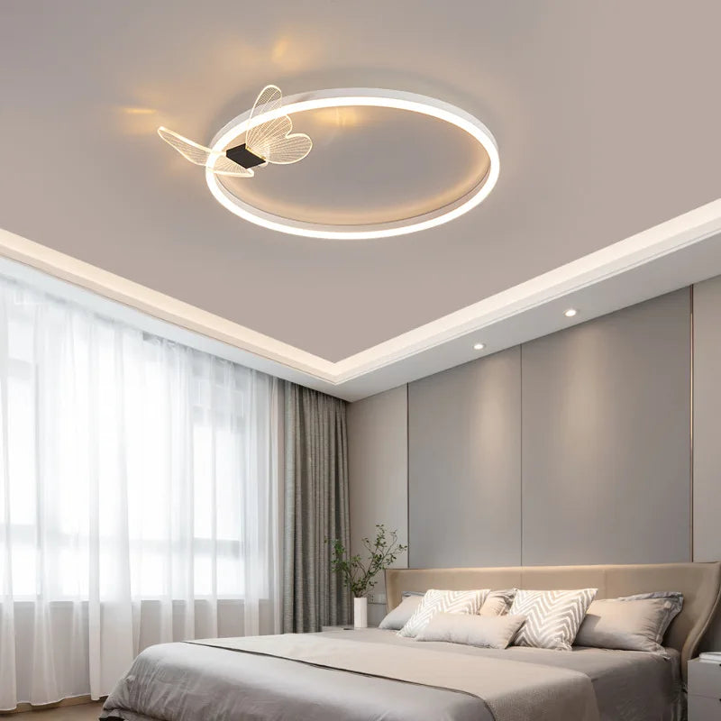 lampe moderne papillon décoratif blanc doré couleur variée interrupteur bouton led