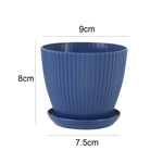 Pot fleurs moderne rayures vertes bleues blanches plateau support diverse couleurs