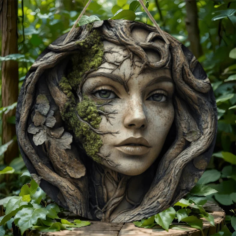 décoration murale artisanale sculpture bois racines feuilles marron verte grise salon chambre bainextérieurintérieur