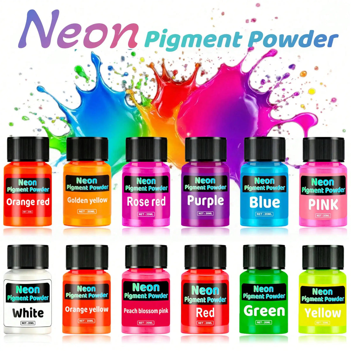 poudre pigmentée néon set couleurs poudres fines vibrantes bijoux bougies bombes bain
