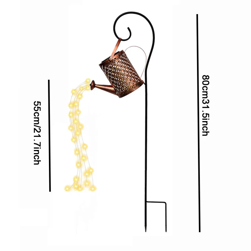 lampes solaires decoratives arrosoir bronze lumiere jaune ajourée rustiqueextérieur led ip65