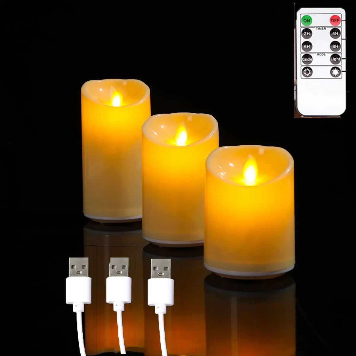 bougies led sans flamme rechargeables blanc crème rondes modernes télécommande usb adhésives noël vacances