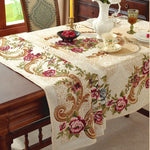 nappe table rectangle polyester fleur printemps été automne hiver traditionnelle européenne beige rouge verte
