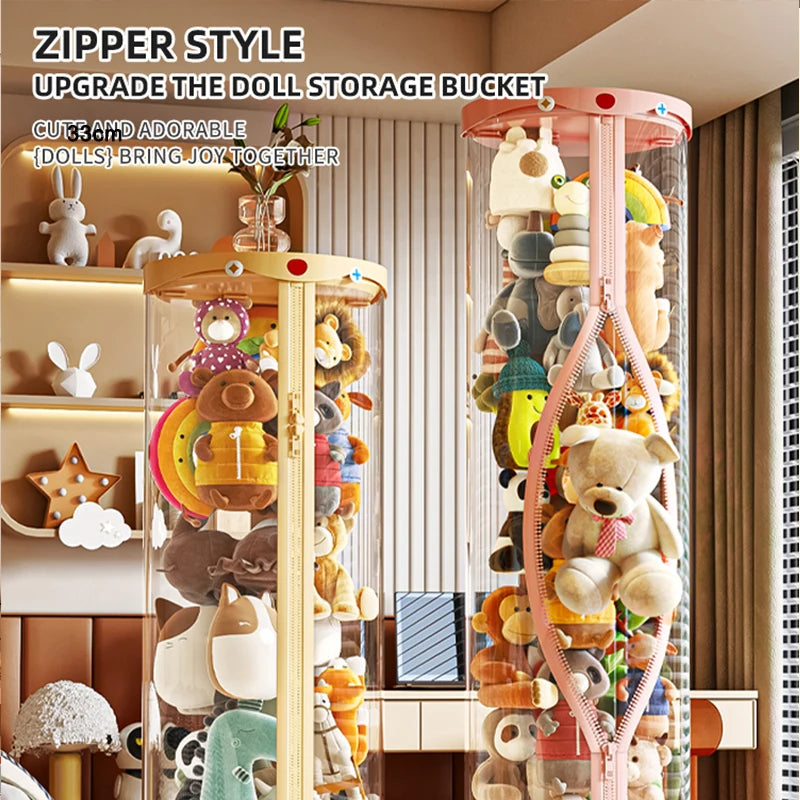 boîte rangement poupées transparente rose clair moderne enfant jouet organizer storage tube DIY