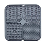 tapis animaux compagnie slow feeder violet gris bleu texture hexagones os points moderne ludique