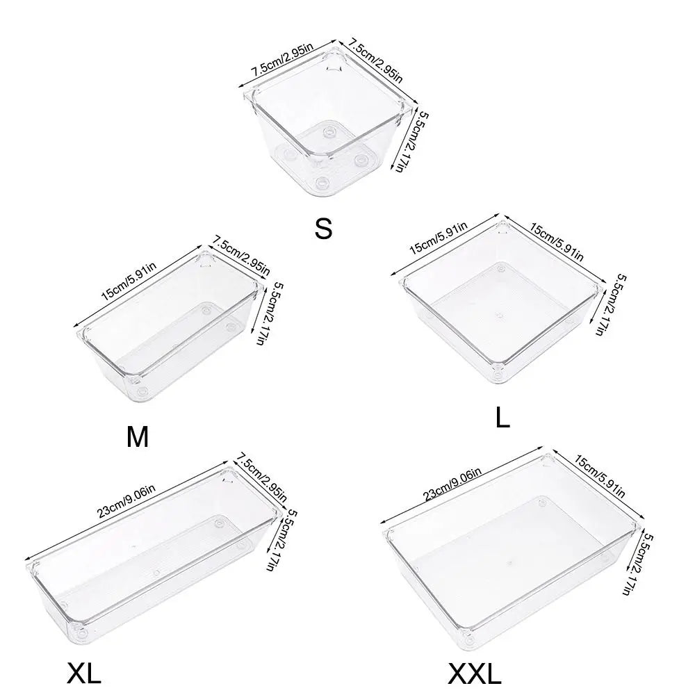 boîtes rangement transparentes modernes minimalistes cosmétiques bureaux cuisine XL XXL