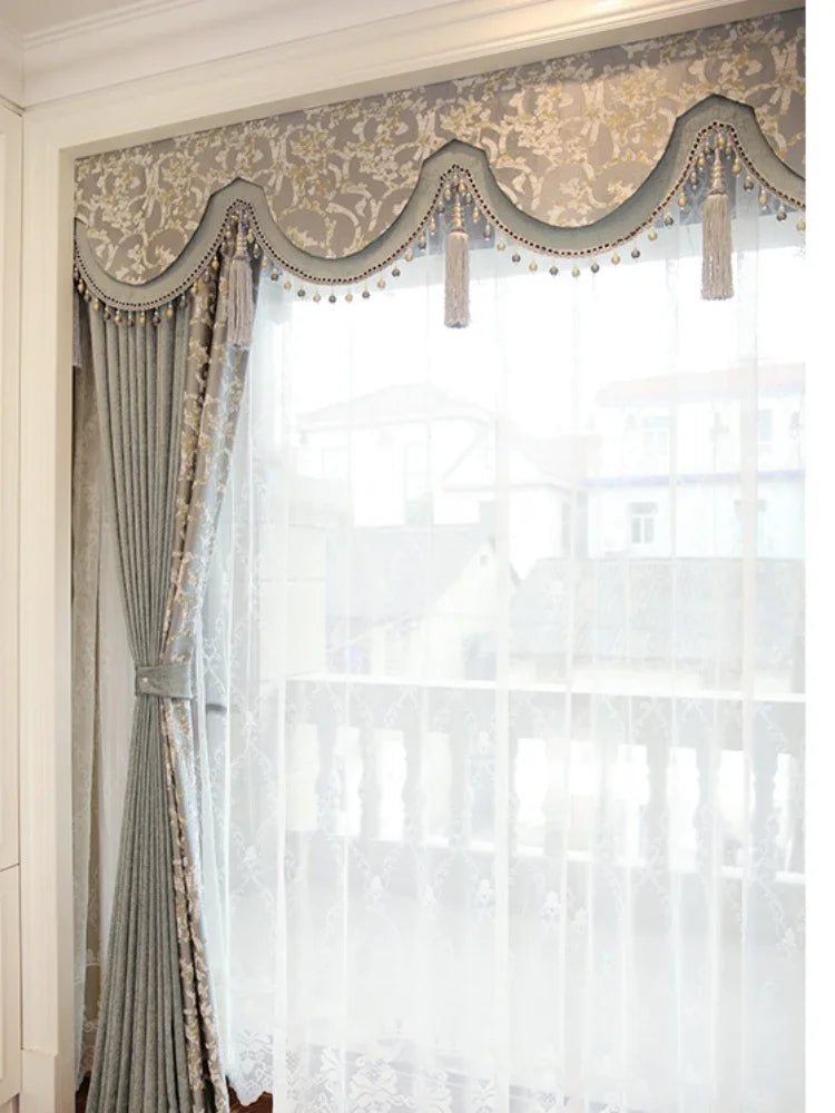 rideaux décoratifs opaques voilage transparent motifs floraux classiques gris beige doré tulle polyester coton
