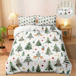 ensemble literie motif noel moderne blanc vert rouge oreillers taies doreiller drap plat festive