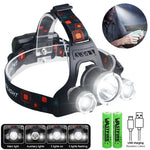lampe frontale led noire rechargeable usb camping red verte blanche fixe ceinture