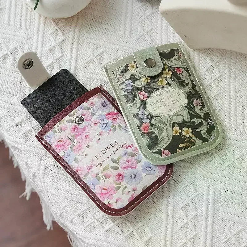 étui smartphone vintage floral blanc vert marron noir