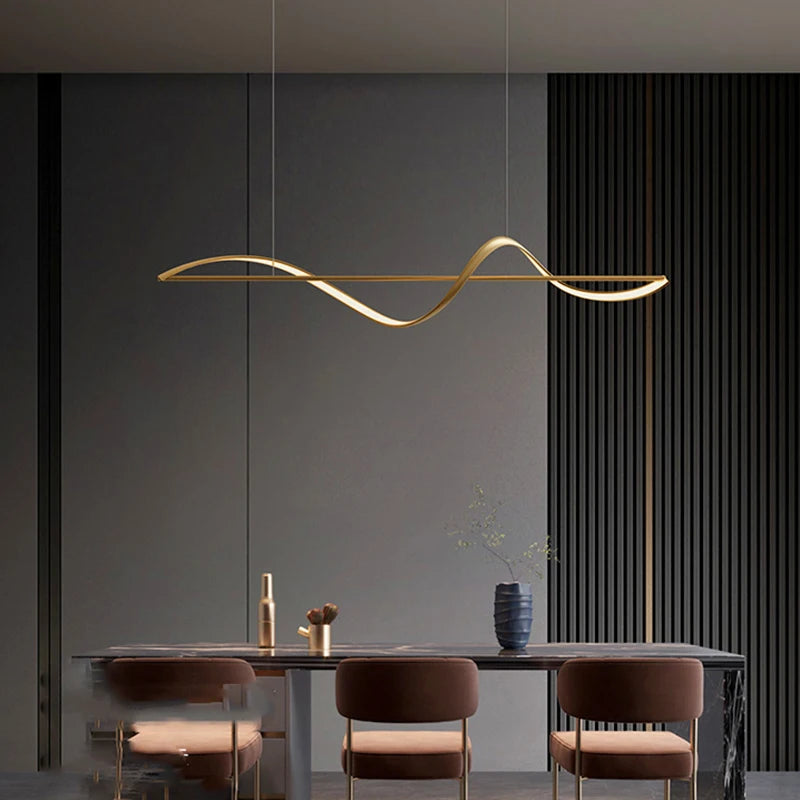 suspension lumineuse or ondulé contemporain câbles suspendus 120cm 140cm 160cm led dimmable
