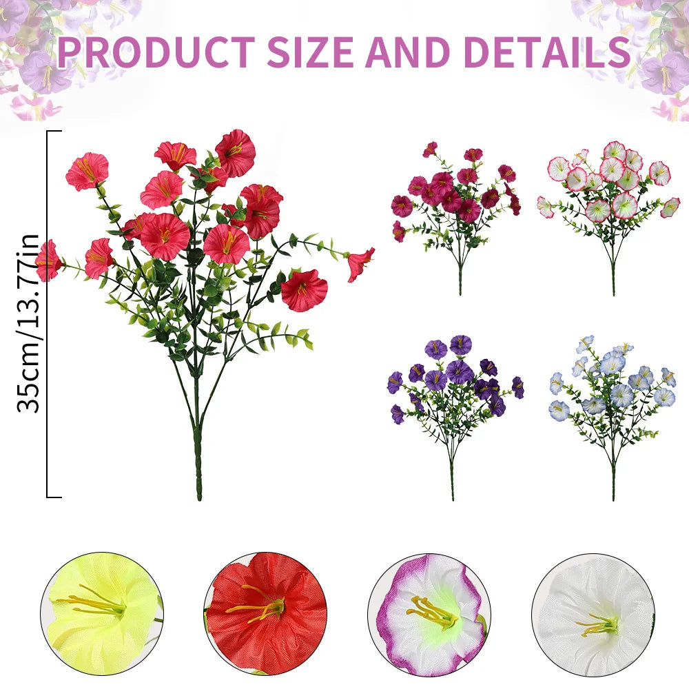 bouquet fleurs artificielles violettes blanches jaunes rouges petunia modernes decoration maison mariage anniversaire 35cm