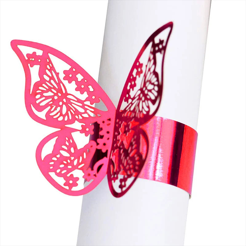 porte serviette papillon ajouré élégant doré rose bleu clair blanc pack 50 pièces transparents